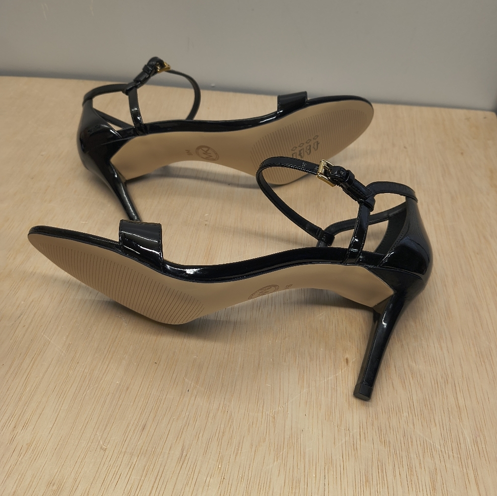 Michael Kors Simone Mid Sandal Patent Heels Black Size 9M - Picture 6 of 8